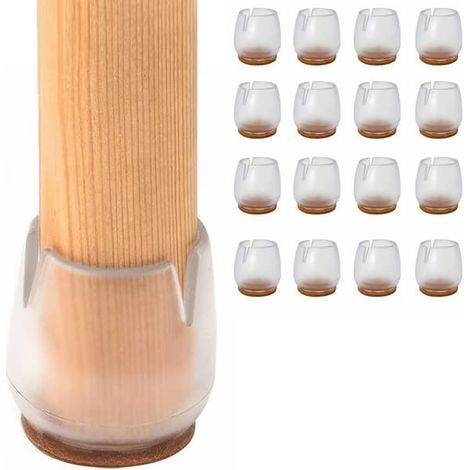 16-Pack - Furniture Feet / Silicone Chair Feet - Floor Protector Transparent (1/3)