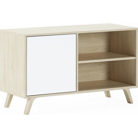 Meuble TV pour Salon 57 X 95 X 40 cm Convient pour TV 32/40" Modèle 100 Porte Pliante Blanche (1/5)