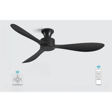 Ventilateur plafond sans lampe 92 cm, pales ABS, moteur silencieux réversible, 3 palesTélécommandeNoir (1/2)
