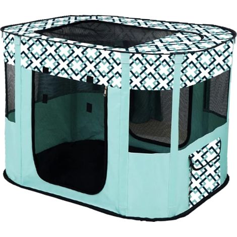 Portable Chien Maison Animaux Clôture Pliable Parc pour Animaux De Compagnie Salle De Livraison Chats Nid Chiot Maison Fermé Chenil Animaux Tente (S/70 50cm, Bleu) (1/5)