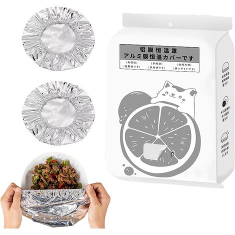 Couvercles alimentaires en aluminium, isolation renforcée - Couvercle isolant élastique en aluminium - pour bols, assiettes, poêles, plats, congélateur, cuisine, camping, pique-nique, fêtes en extérie (1/5)