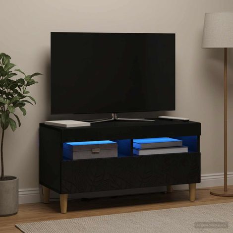 vidaXL Meuble TV LED Noir Bois d'ingénierie (1/5)