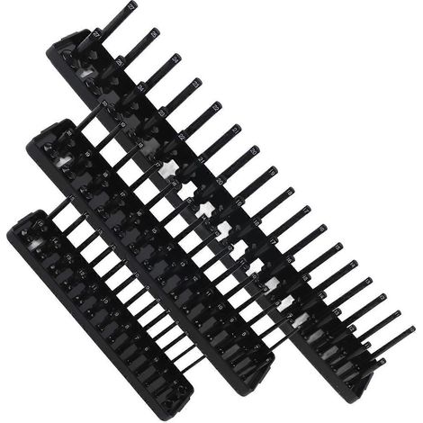 3-teiliges Steckschlüssel-Halterungsset (1/4 Zoll, 3/8 Zoll, 1/2 Zoll), schwarz, multifunktional, für Werkzeugkästen