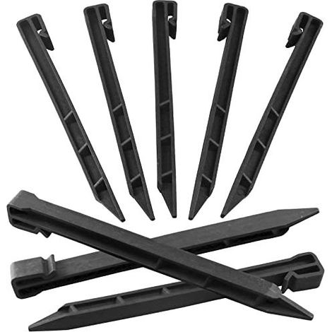 30 PCS Landscape Edging Garden Stakes, 10 inch Black Landscaping Anchoring Spikes Heavy Duty Plastic Garden Ground Netting Stakes for Edging, Terrace & Garden (1/5)