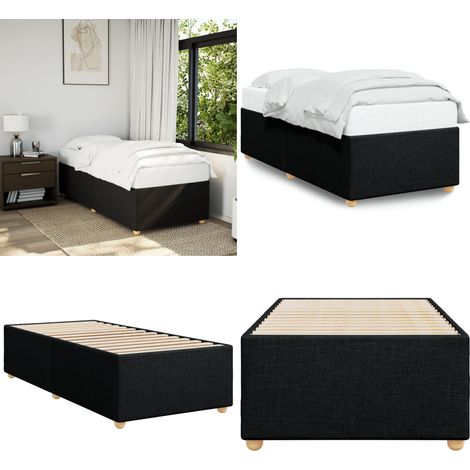 Bettgestell ohne Matratze Schwarz 90x200 cm Stoff - Bettes - Bettgestell - Doppelbett - Schlafraum - Schwarz - Home & Living (1/5)