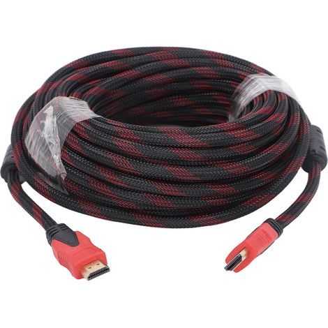 Câble HDMI 15 mètres TV Ordinateur Projecteur Liaison HD Rouge Noir Transmission Stable (1/5)