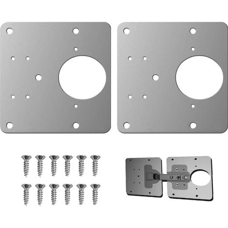 2 Pièces Plaques de Réparation de Charnière Armoire avec Trou,Plaque de Réparation de Charnière Inoxydable,Supports de Réparation Plaques Installation avec 12 vis pour Bois,Meubles,Étagères (1/5)