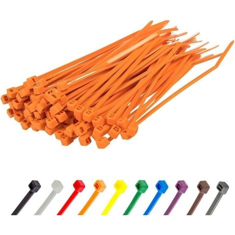 100x Kabelbinder 100mm x 2,5mm Orange, Nylon, UV-beständig, 8,1kg Zugfestigkeit (1/5)