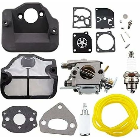 Carburateur avec Filtre à Air, Bougie d'Allumage et Kit de Réparation de Membrane pour Tronçonneuses Husqvarna 36, 41, 136, 137, 141, 142, 137E, 142E, Remplace le Modèle Zama C1Q-W29E.-INHHUB (1/5)