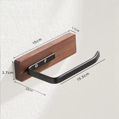 (Style 2) Ensemble de rangement de salle de bain en bois et métal sans perçage – Porte-papier toilette mural, porte-savon et boîte à mouchoirs – Organisateur sans perçage (1/5)