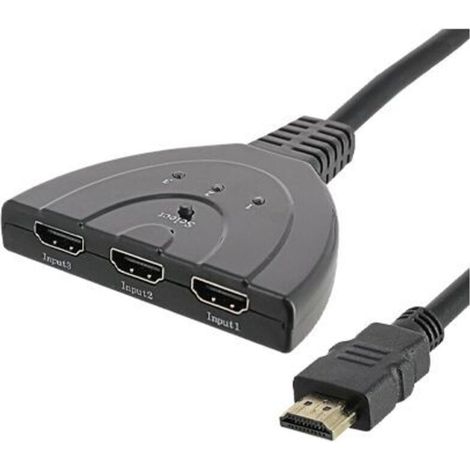 HDMI Switch, 4K HDMI Splitter 3 in 1 Out, 3-Port Switcher Selector with Pigtail HDMI Cable,Supports Full HD 4K 30Hz 1080P 3D Player, Compatible with PS4/3, Xbox, Fire Stick, Roku, PC,TV (1/4)