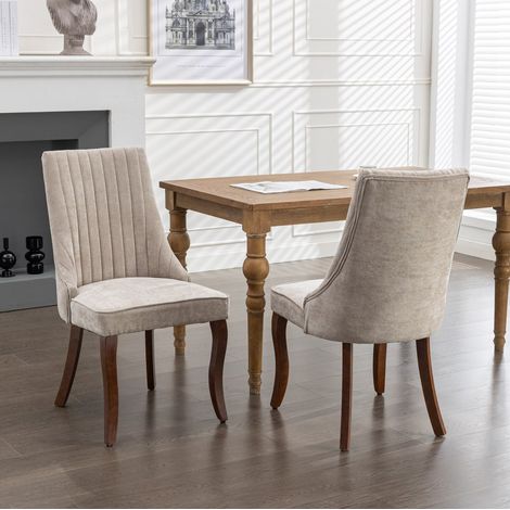 chaise salle a manger confort chenille beige lot de 2 OKMYHOME (1/5)