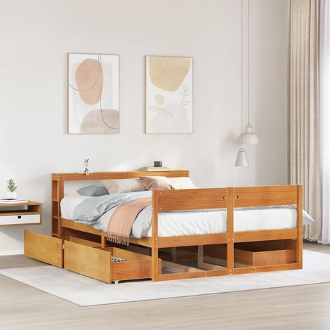 Estructura de cama sin colchón madera maciza marrón 120x190 cm vidaXL (1/5)