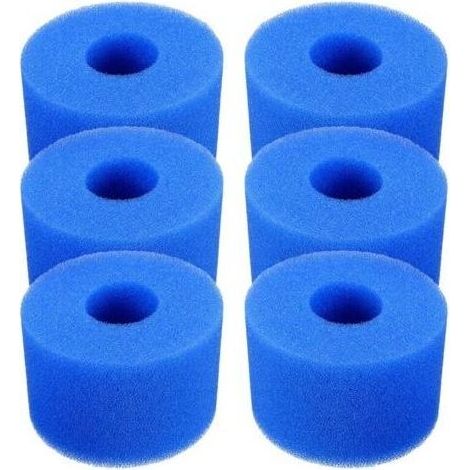 Cartouche de filtre de piscine,Lot de 6 cartouches de filtre de piscine réutilisables et lavables en mousse pour jacuzzi type S1 (bleu) (1/4)