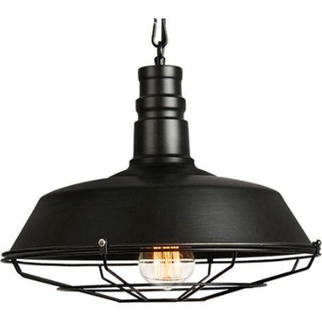 Lampe À Suspension Vintage Suspension Lustre Rétro Lustre En Fer Métallique Suspension Luminaire Antique Noire 36CM (1/5)