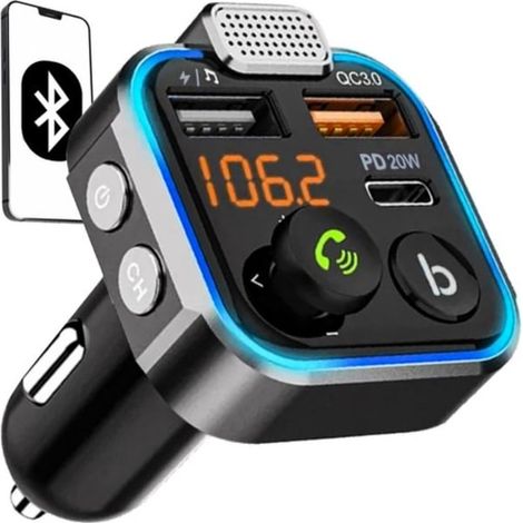 Émetteur FM Bluetooth et chargeur - Pour voiture (1/5)