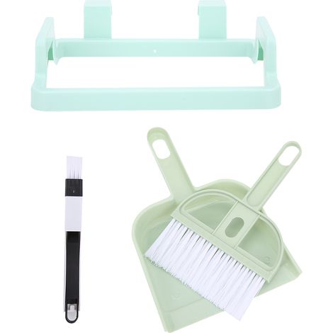 Kit de Nettoyage Mini 4 Pièces Brosse Clavier Balai Poubelle Plastique Léger Compact pour Bureau Maison Vert Rose Bleu (1/5)