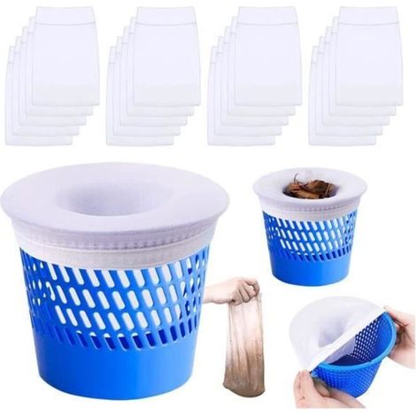 Chaussettes de Filtre pour Skimmer de Piscine - 20 Pièces - Nylon - Blanc - Nettoyage Efficace