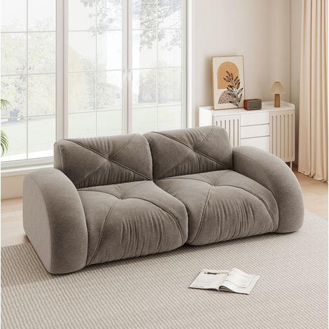 Sofá modular 204/95/76 cm en chenilla taupe, sin estructura y muy cómodo (1/5)