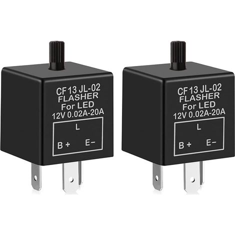 2pièces 12V 3Broches Relais Clignotant Réglable pour Les Clignotants de LED CF-13KT, Voiture Moto Relais électronique de Clignotant 0.1W-150W (1/5)
