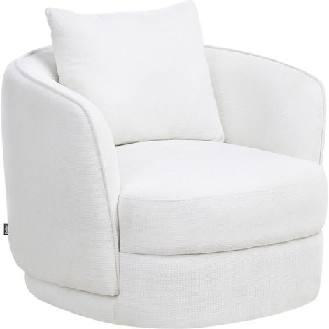 Retro Glam Poltrona con schienale rotondo in poliestere girevole con cuscino Bianco Sporco Andalen