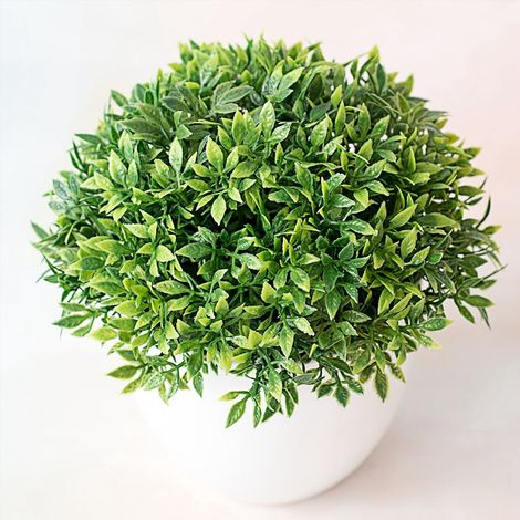 Plante Artificielle - Boule Dherbe - Pot En Pâte À Papier - Pour Intérieur - 14 cm - 1 Pièce (1/5)