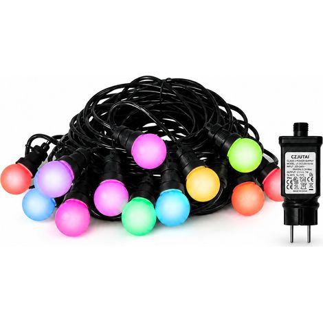 Catena Luminosa LED da Esterno 20 Lampade G50 Luce Multicolore 10 m IP44 Prolungabile Alimentatore Incluso per Giardino Gazebo Terrazza (1/4)