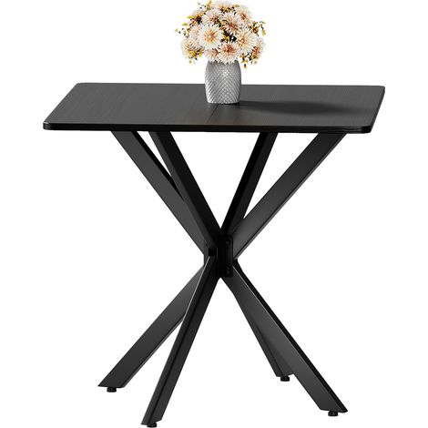 Mesa auxiliar cuadrada negra con base en X, 80 x 80 x 75 cm (1/5)