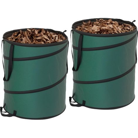 Sacs poubelle de jardin, lot de 2, 160 litres chacun, imperméables, avec poignées et bandoulières, robustes et durables, écologiques. (1/5)