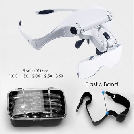 Casque Loupe Frontale Loupe Lunette Serre Tête avec 5 Lentilles pour Travail Précision Lecture-Ywey (1/4)