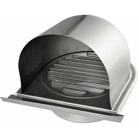 Grille de ventilation extérieure ronde en acier inoxydable de 150 mm pour hotte cheminée, grille de ventilation en U avec moustiquaire, grille de ventilation à lamelles à 45°, pour cuisine (1/5)