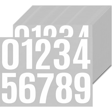 200 Stickers Chiffres en Vinyle Blanc 10 cm - Résistants aux Intempéries, pour Boîte aux Lettres, Adresse, Porte, DIY et Scrapbooking (1/5)