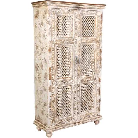 Armario de madera artesanal blanco 104x43x188h cm (1/5)