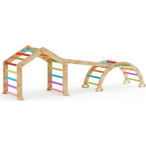 Mehrfarbiges Kletterdreieck für Kinder mit Umkehrrampe, Rutschenklappe und Kletterstruktur (1/5)