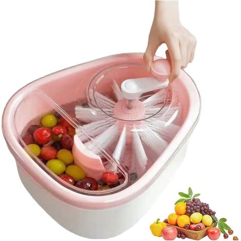 Bol à fruits et légumes nettoyeur essoreuse portable avec couvercle et brosse taille unique (1/5)