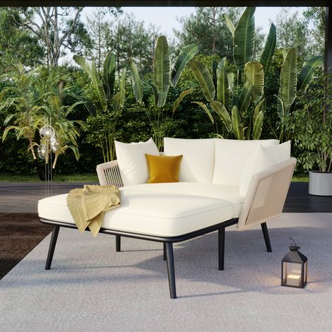 canapé fauteuil salon coussins lavables acier beige HAVRYA (1/5)