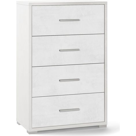 Cassettiera con 4 Cassetti 71x110x41 cm Ossido Bianco (1/2)