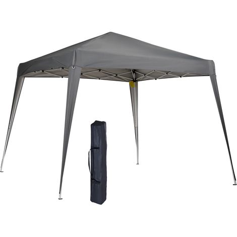 Tente pliante 2,4 x 2,4 m, tonnelle de jardin imperméable, montage instantané, structure en acier et toile Oxpourd, grise.