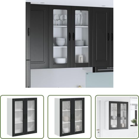 Holzschrank - Küchenwandschrank Schwarz 80 x 31 x 100 cm Holzwerkstoff (1/5)