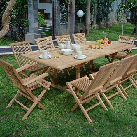 Salon de jardin en teck massif Vienne, 10 places (1/5)