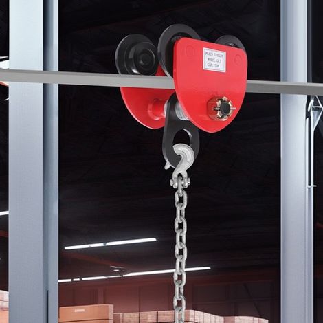 1 Ton Manual Beam Trolley Adjustable for I Beam H Beam Chain Hoist 2200 LBS