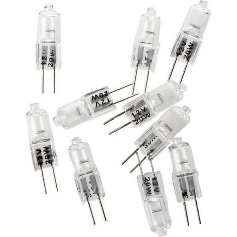 Lot de 10 ampoules halogènes G4 20W 12V - Blanc chaud 3000K, haut lumens (capsule JC) (1/4)