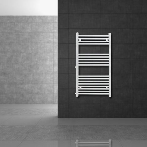 LuxeBath Badheizkörper Austausch 500x1200 mm Weiß mit Thermostatventil Set, Renovierungsheizkörper gerade mit Seitenanschluss, Nabenabstand 500 mm, Handtuchwärmer Handtuchtrockner Handtuchheizkörper (1/5)
