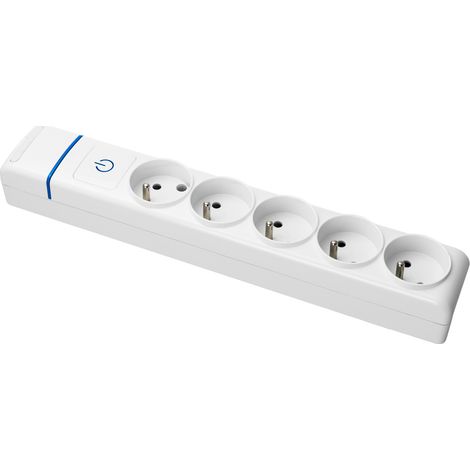 Multiprise Blanche interrupteur lumineux 5 prises 2P+T 16A - Solera