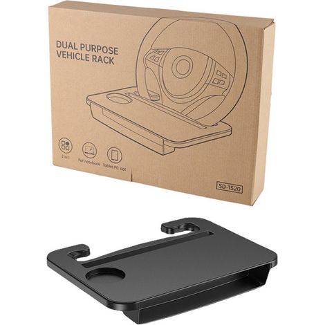 Support de volant pour ordinateur portable 2 en 1, plateau de remplissage pour l'espace entre le siège et le volant, poste de travail ergonomique et portable pour conducteur, double fonction, adaptabl (1/5)