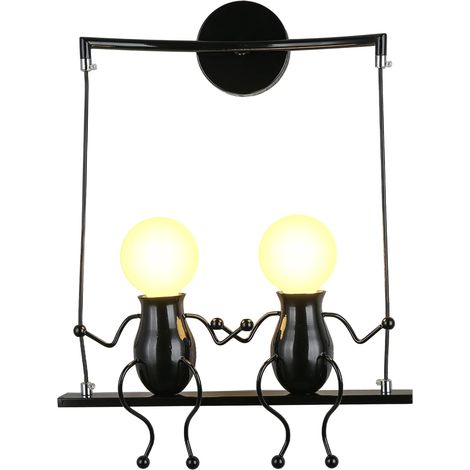 Applique Murale Industrielle Créatif Lampe en Métal E27 pour Bar Café Restaurant Chambre l'enfants Noir (1/4)