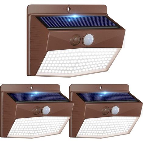 Lumiere Solaire Exterieur, 138LED Lampe Solaire avec Detecteur de Mouvement, Étanche 3 Modes Eclairage Exterieur Solaire Spot Led \u200bSans Fil pour Jardin Terrasse Garage[Bordure Marron] (1/5)