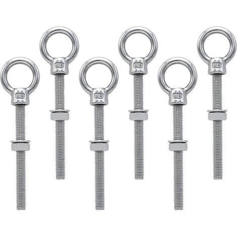 [NIEMALS VERWENDET] Satz mit 6 M8 x 80 mm Ringschrauben aus Edelstahl mit metrischem Gewinde, zur Befestigung und Aufhängung