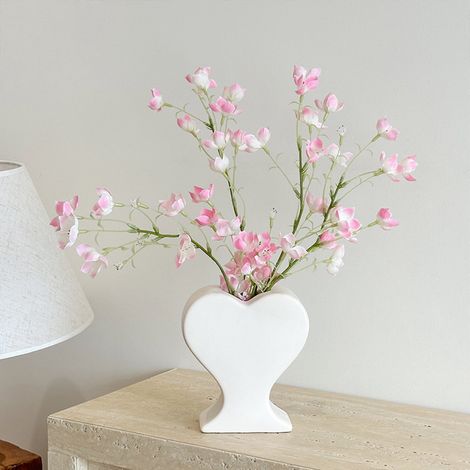 Vase - Forme De Coeur - 1.2 L - En Résine - Pour Fleurs Artificielles - Décoration Intérieure - 16 x 14 x 6 cm - 1 Pièce (1/5)