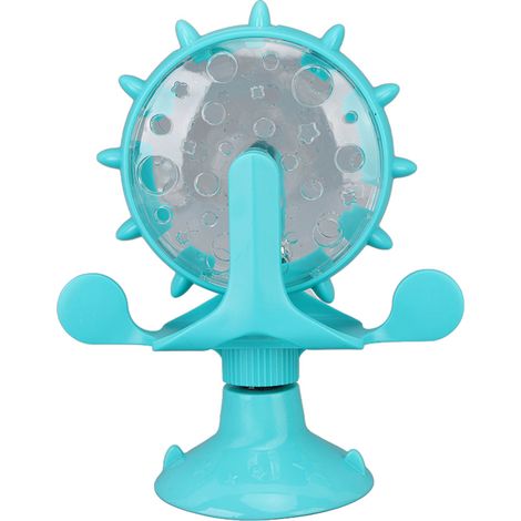 Distributeur de Nourriture Lent Tournoyant pour Chat - Jouet Éducatif Interactif Bleu Lac (1/5)